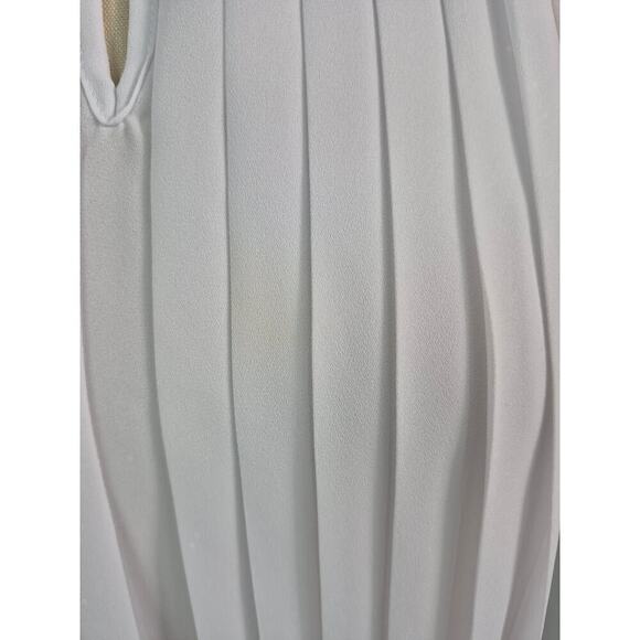 Calvin Klein white pleated front peekaboo Career poly Sleeveless top Sz L nwot - Picture 2 of 5